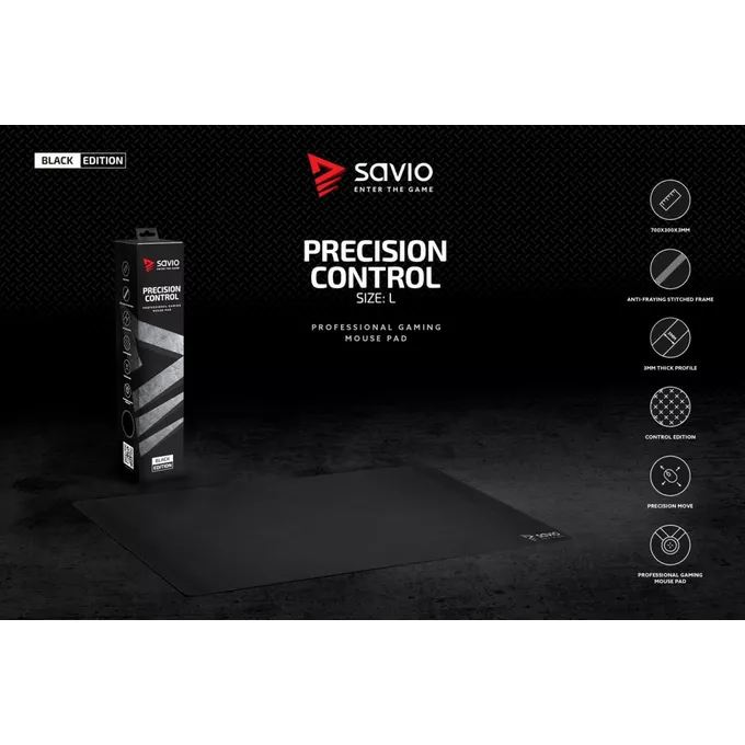 Savio Podkładka pod mysz 700x300 Black Edition Precision Control L