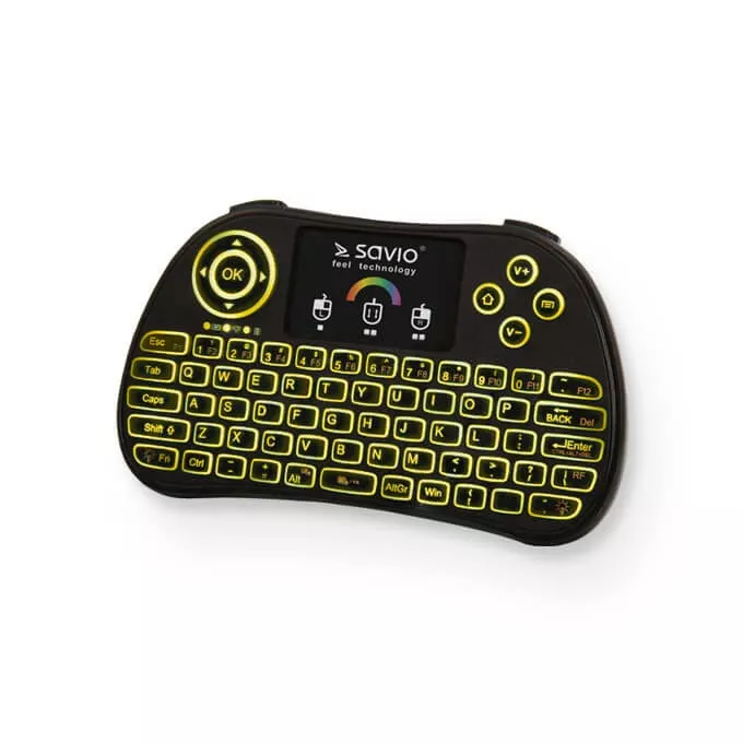 Savio Podświetlana mini klawiatura bezprzewodowa RGB TV Box, Smart TV, konsole, PC, KW-03