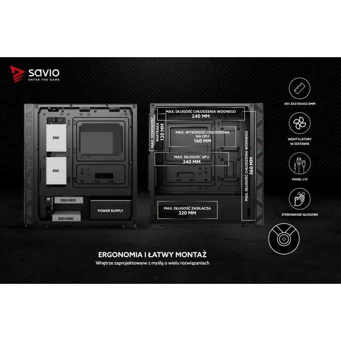 Savio Obudowa komputerowa, ARGB, Glass, Prime X1