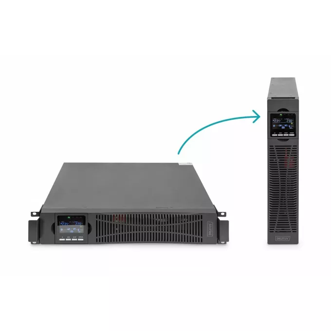 Digitus Zasilacz awaryjny UPS Online Rack 19&quot; LCD, 1500VA/1500W, 3x12V/9Ah, 8xC13, USB, RS232, RJ45