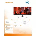 Dell Monitor Alienware AW3423DW 34.1 cali Curved NVIDIA G-Sync Ultimate 175Hz OLED QHD (3440x1440) /21:9/DP/2xHDMI/5xUSB 3.2/3Y AES&amp;PPE