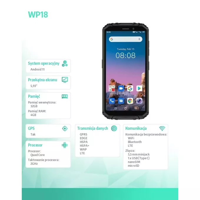OUKITEL Smartfon WP18 4/32GB 12500 mAh DualSIM czarny