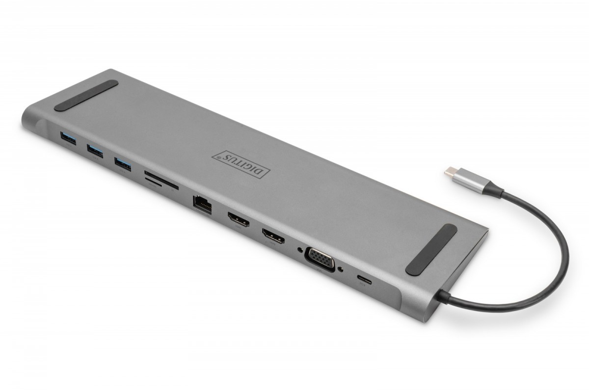 Фото - Кардридер / USB-хаб Digitus Stacja dokująca USB-C, 11 portów TripleMonitor 2xHDMI 4K30Hz 1xVGA 
