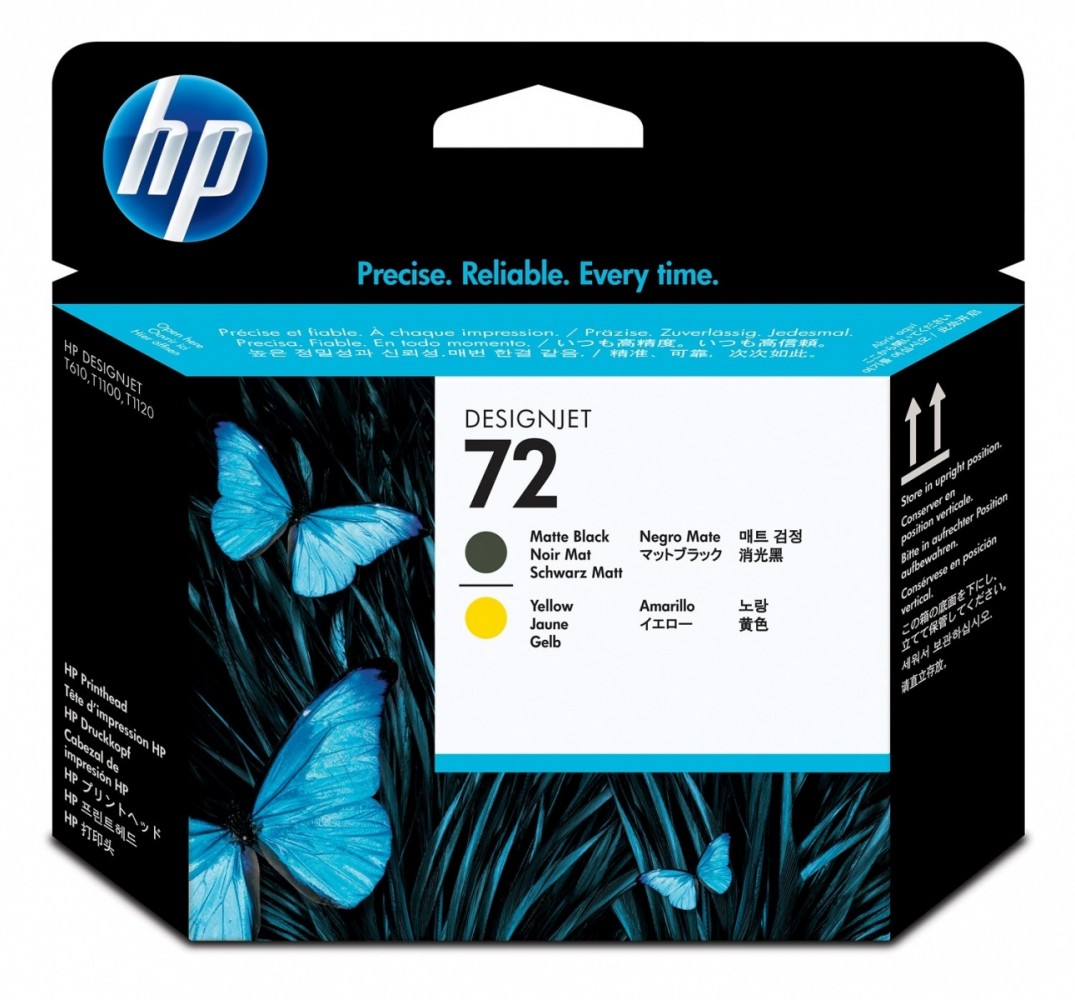 HP Głowica nr 72 Czarny Matowy & Żółty C9384A
