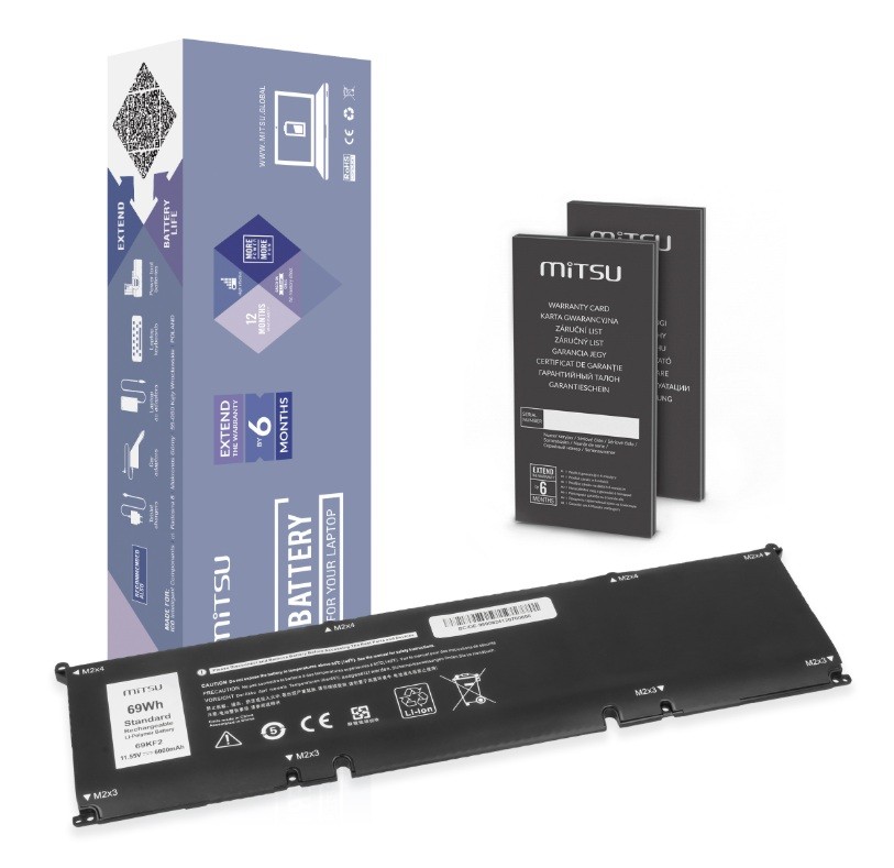 Mitsu Bateria 69KF2 do Dell Alienware M17 M15 R3 R4 Precision 5550 XPS 9500 9510 6000 mAh (69 Wh) 11.55V