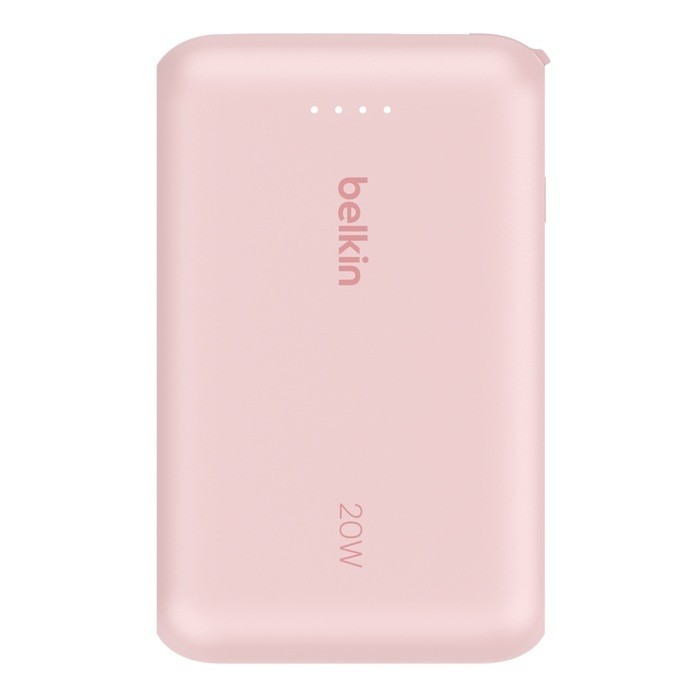 Belkin PowerBank BoostCharge 10k mAh 20w wbudowany kabel-C, port-C, różowy