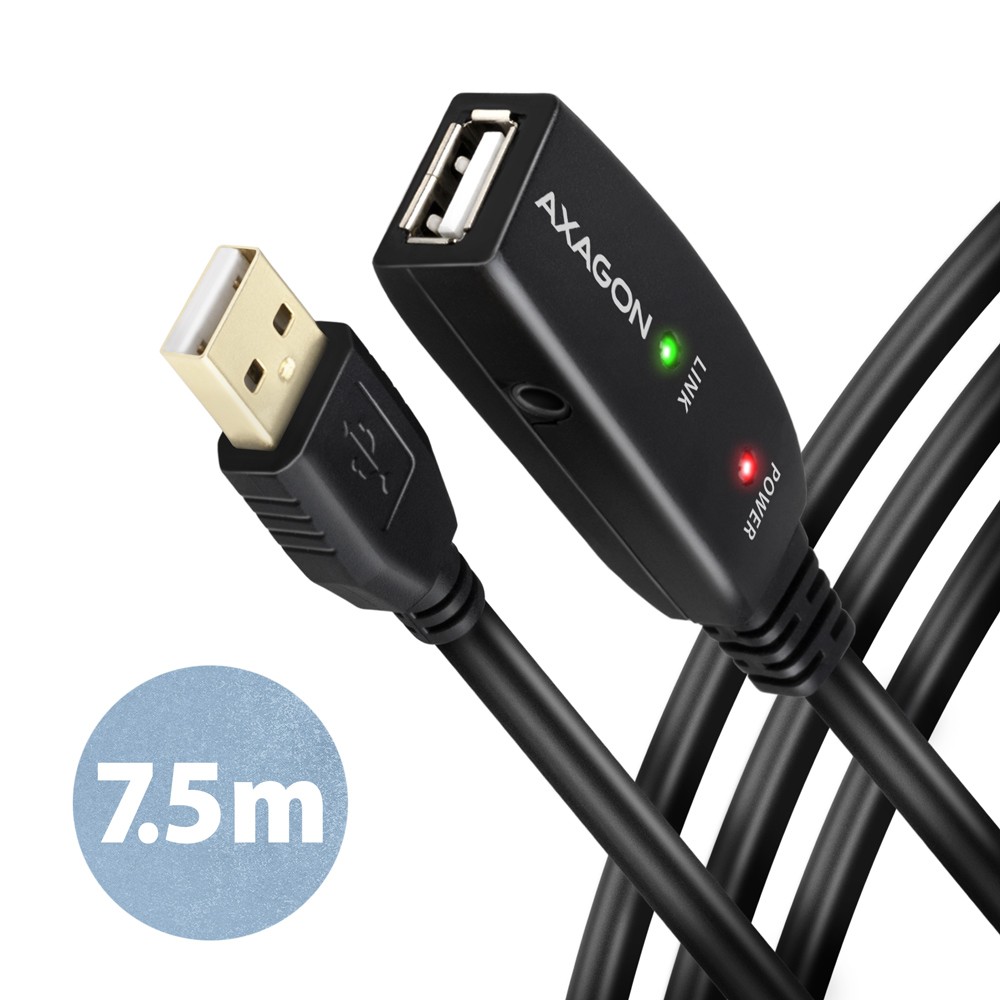 AXAGON ADR-207 USB 2.0 A-M -> A-F aktywny kabel przedłużacz/wzmacniacz 7.5m