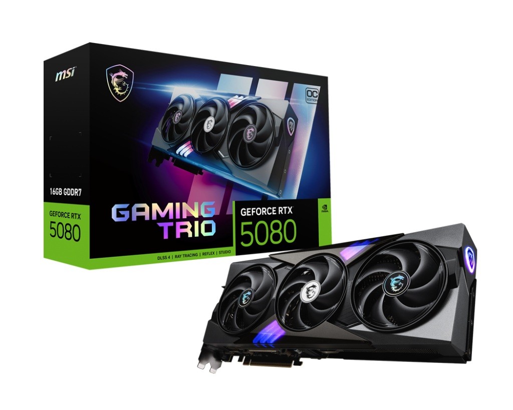 MSI Karta graficzna GeForce RTX 5080 GAMING TRIO OC 16G GDDR7 256bit 3DP/HDMI