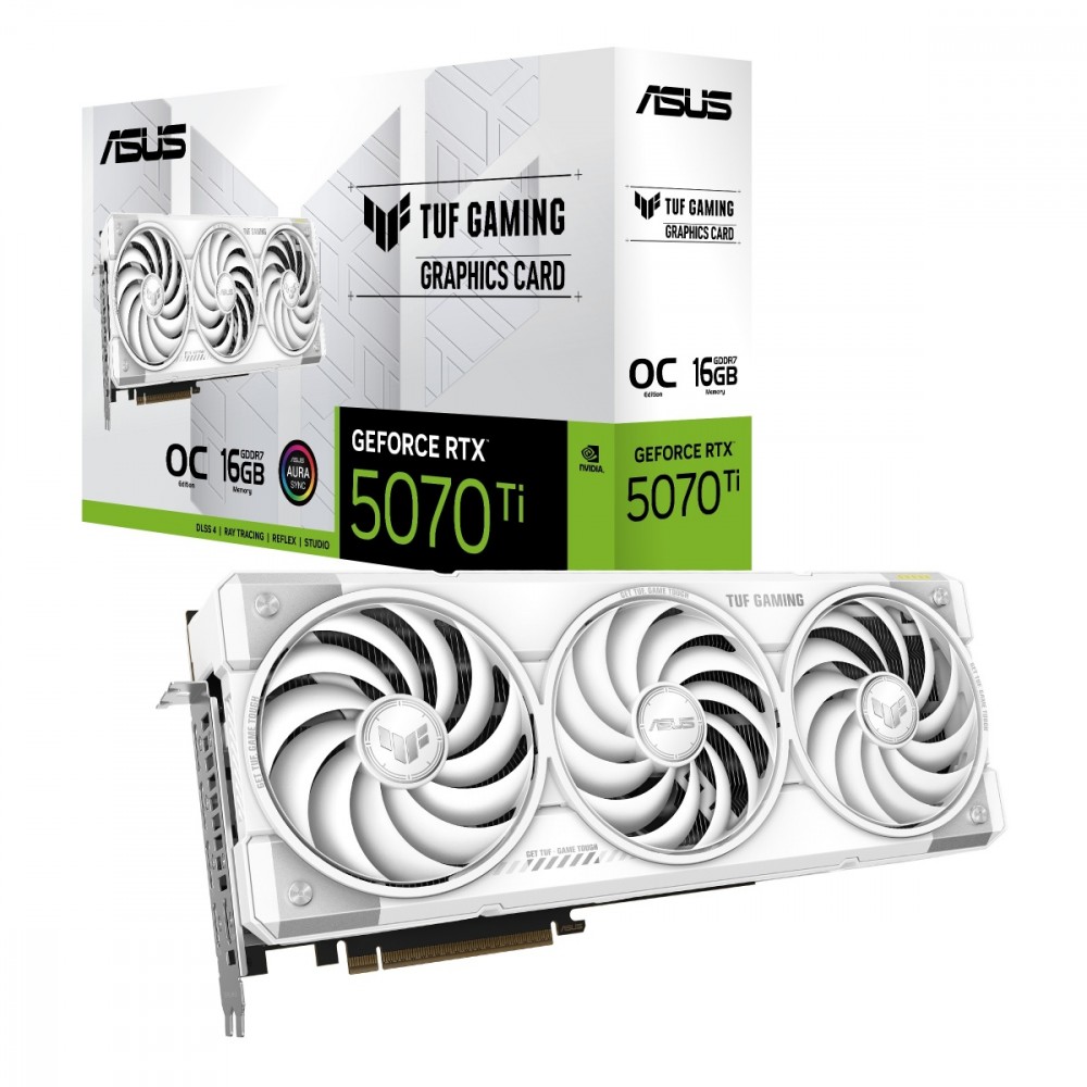 Asus Karta graficzna GeForce RTX 5070Ti TUF GAMING OC WHITE GDDR7 256bit 3DP/2HDMI