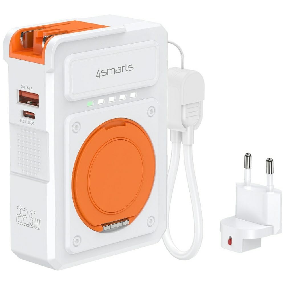 4smarts 6w1 10000mAh 22.5W Qi Wbudowany kabel USB-C Biały