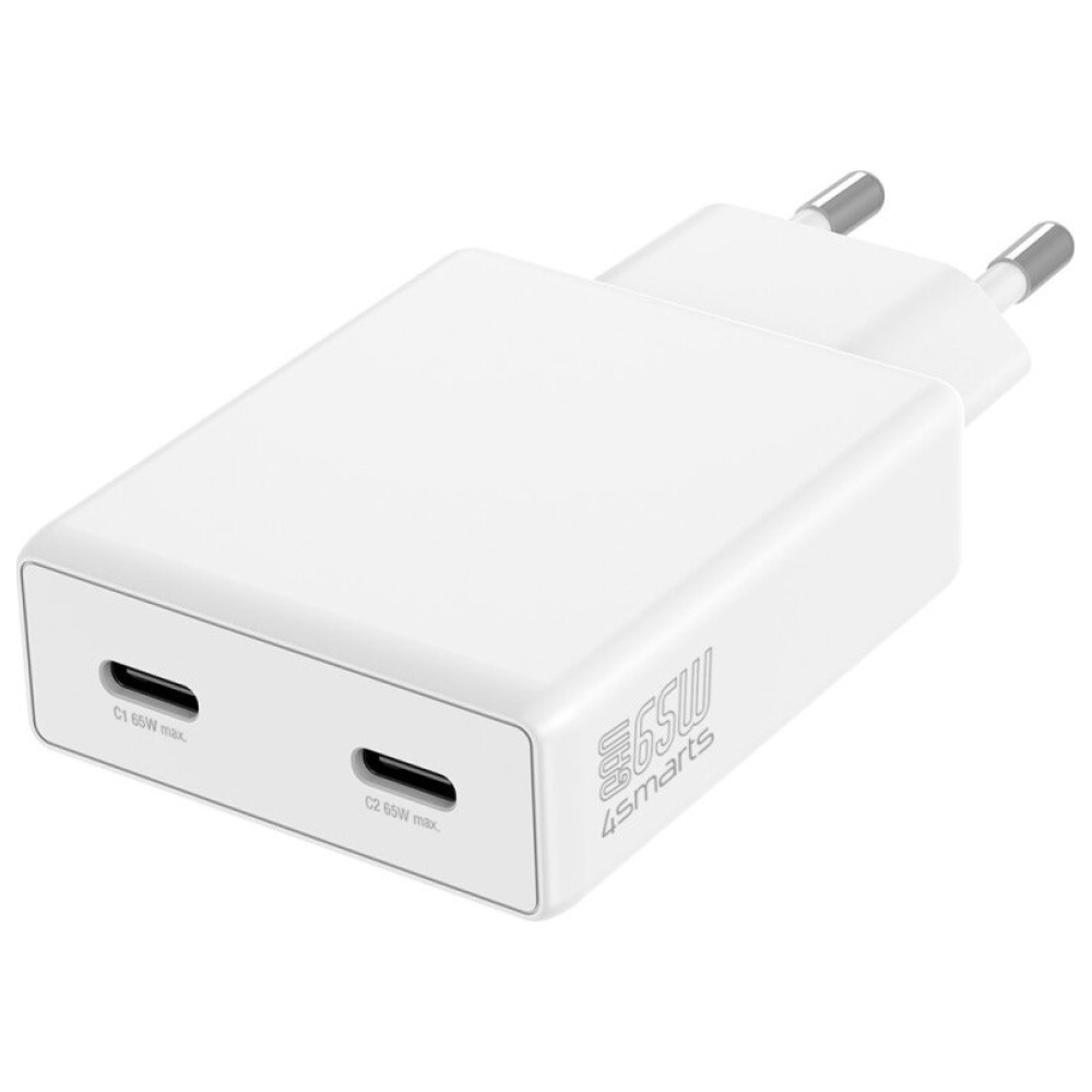 4smarts PDPlug Slim Dual GaN 2x USB-C 65W Biały