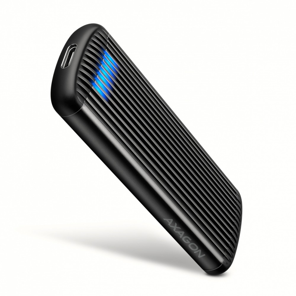 AXAGON EEM2-SC Obudowa zewnętrzna aluminiowa bezśrubowa USB-C 3.2 Gen 2 10Gbps - M.2 NVMe SSD, długość 30 do 80 mm szary