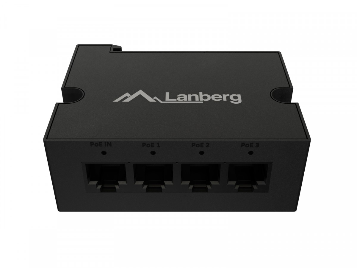 Lanberg Przełącznik Din-Fe4-At-30W 1xIn 3xOut 100MB PoE Extender Fast Ethernet Din Rail at 30W