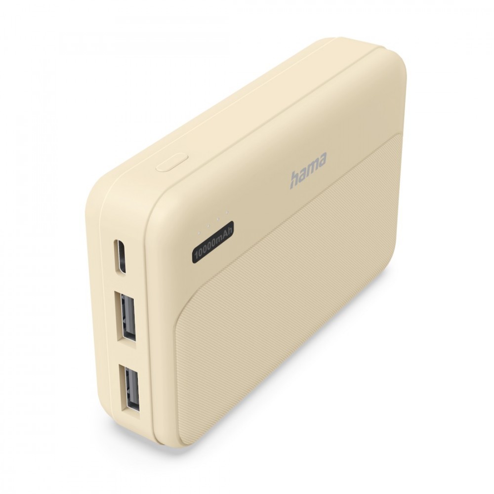 Powerbank HAMA Power Pack Pocket 10 10000 mAh 2x USB-A Piaskowy
