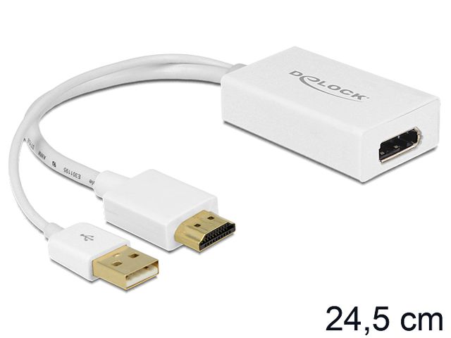 Zdjęcia - Pozostałe akcesoria komputerowe Delock Adapter HDMI(M)->Displayport(F)+USB(M) 24cm 35703 