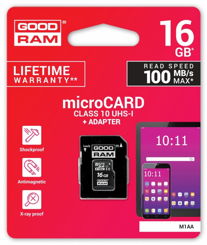 GOODRAM Karta microSDHC 16GB CL10 + adapter-Zdjęcie-0