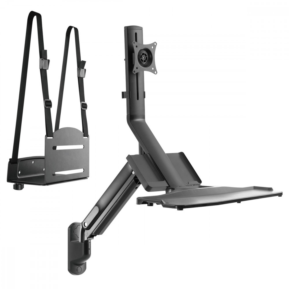 Maclean Uchwyt ścienny do monitora i klawiatury Maclean MC-838 ze sprężyną gazową i uchwytem na komputer / CPU 17"-32" 9 kg